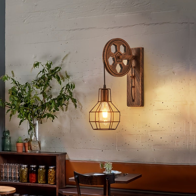 Wall-Mounted Pulley Lamp
